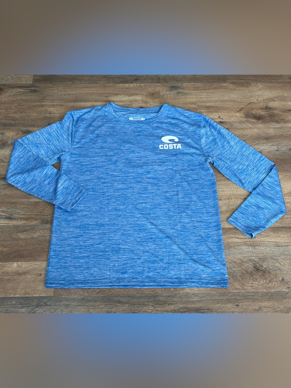 Costa Men's Heather Sea Blue Long Sleeve Performance Tee